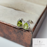 Green Peridot Stud Earring, 925 Sterling Silver Earring, Handmade Stud, Natural Gemstone, Bridesmaid Jewelry, Boho Earring, Gift For Wife